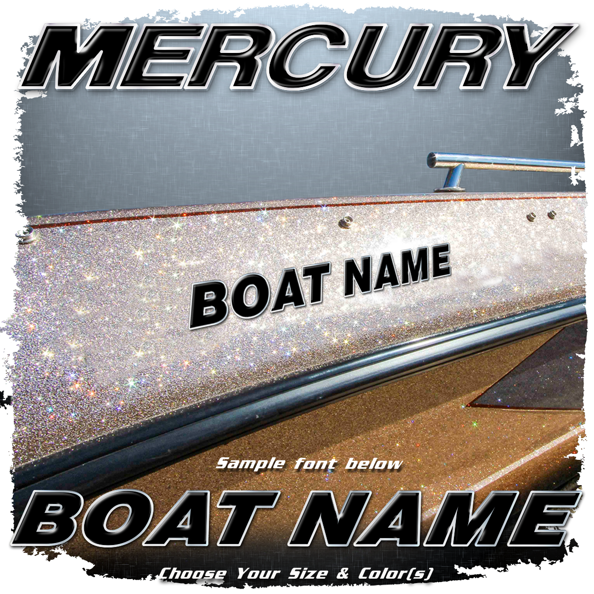 Domed Boat Name in the Mercury Font