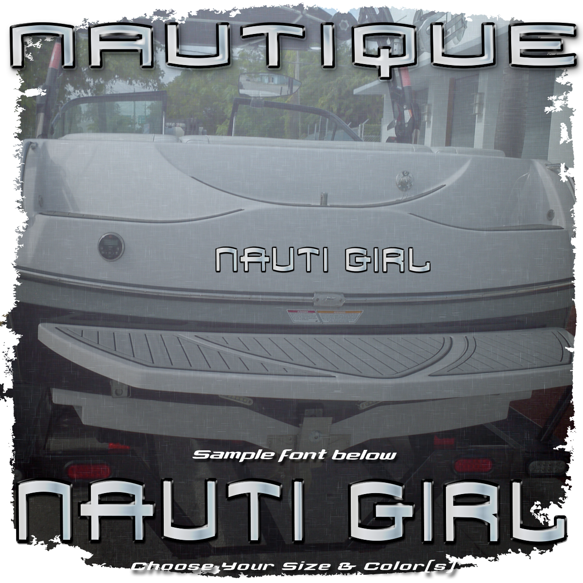 Domed Boat Name in the 2003 Super Air Nautique 210 Font, Choose Your Own Size & Colors