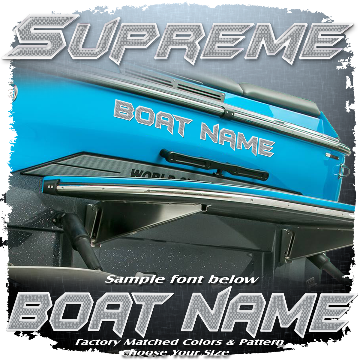 Domed Boat Name in the Supreme font, 2016-17, Factory Logo Match