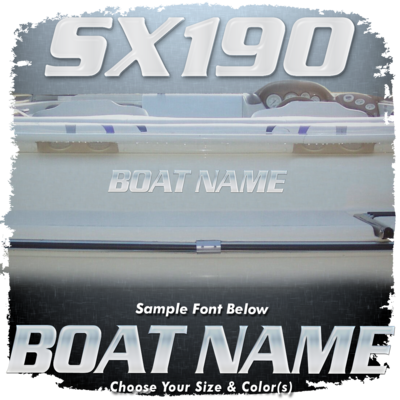 Domed Boat Name in the Yamaha "SX190" Font, Choose Your Own Colors