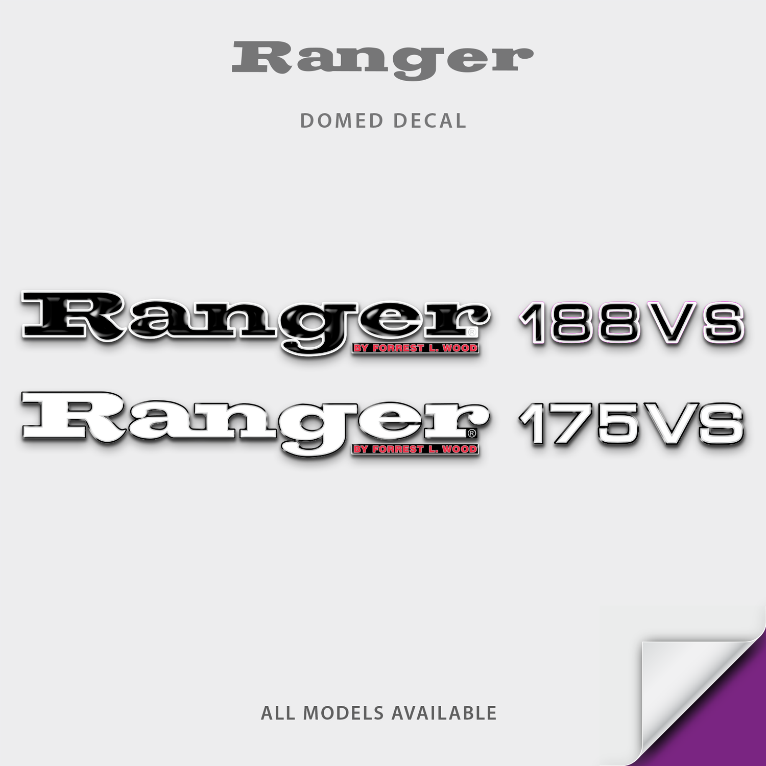 1996-2014 Ranger with Model Number Domed Boat Decal