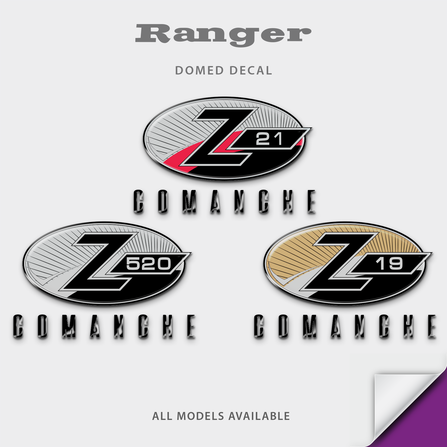 2005-2008 Ranger Z Series Comanche Domed Console Decal