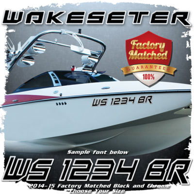 2014-2016 Malibu Wakesetter Domed Registration,  Factory Decal Matched Colors
