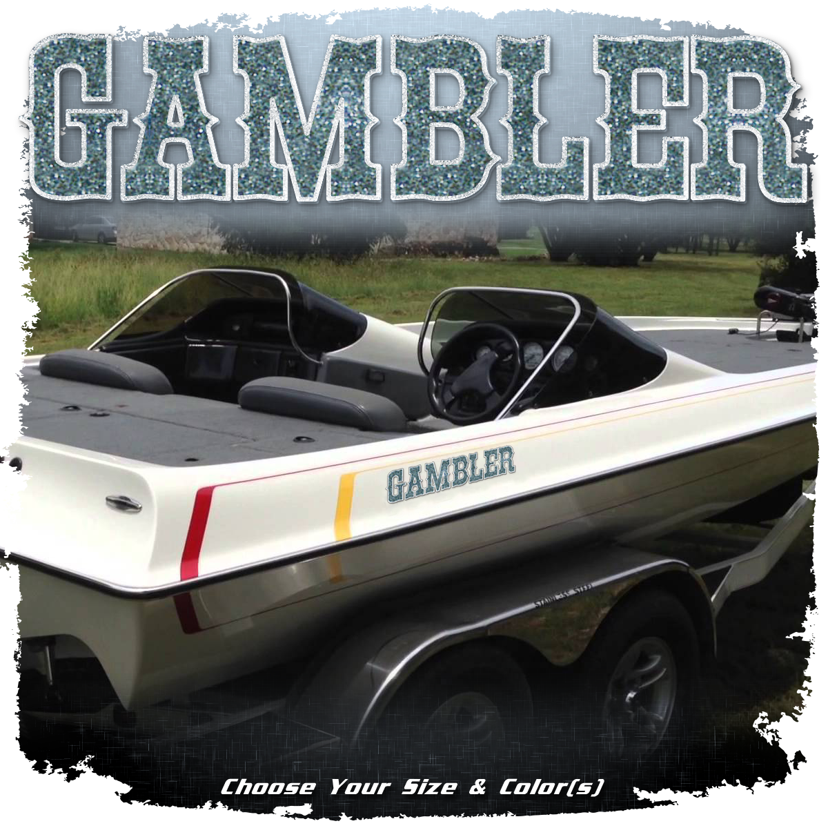 Domed Gambler Decal, Choose Your Size & Color(s)