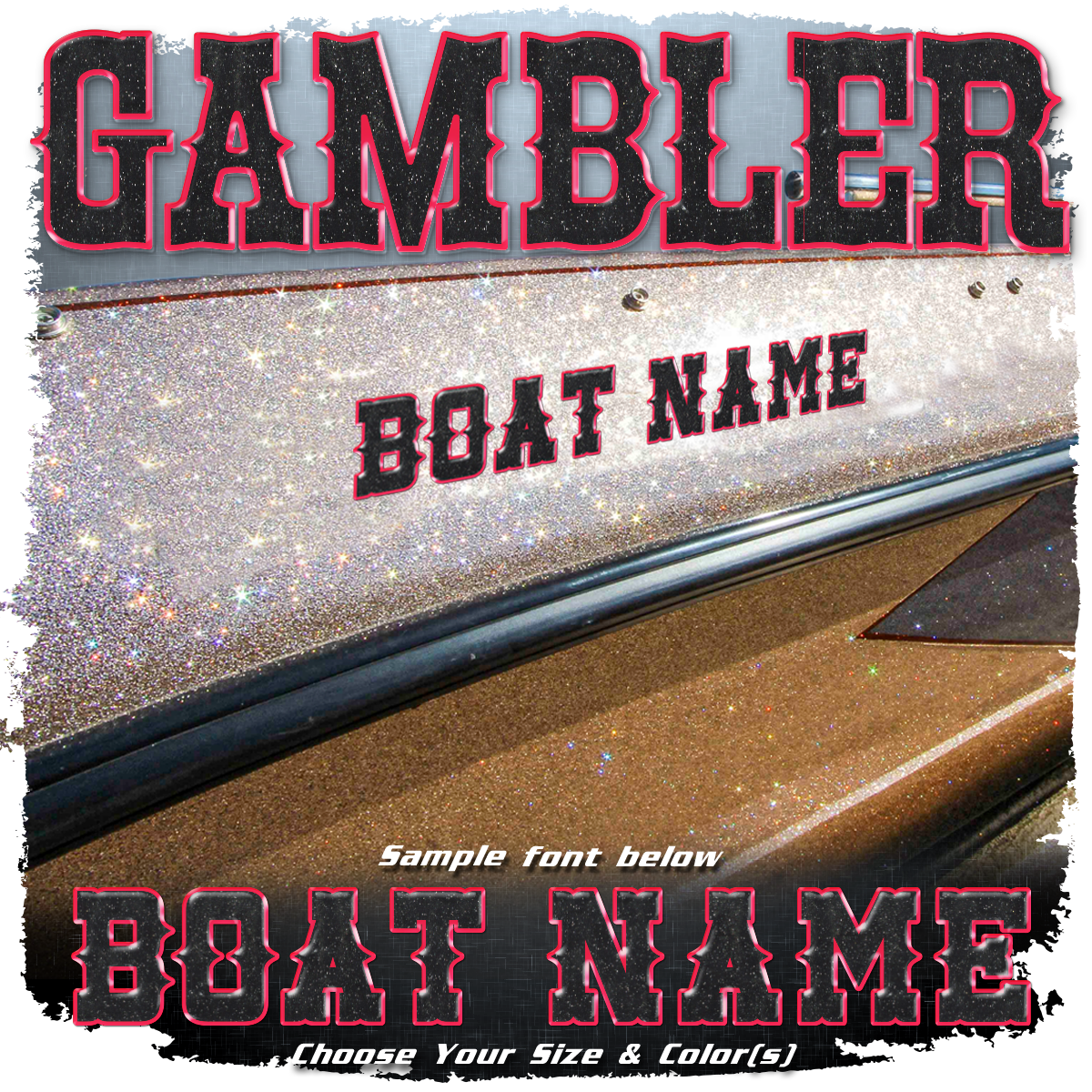 Domed Boat Name In The Gambler Font Choose Your Own Colors