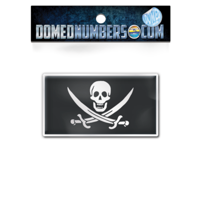 Calico Jack Pirate Flag Domed Decal, Choose Your Size