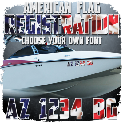 USA American Flag Domed Registration, Choose Your Own Font