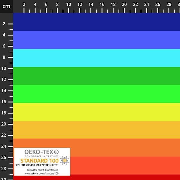 Stof19-928 Avalana Jersey Print Wide Rainbow Stripes