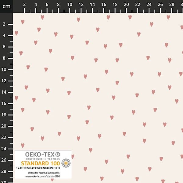 Stof19-1344 Avalana Jersey Print Cream with Pink Heart