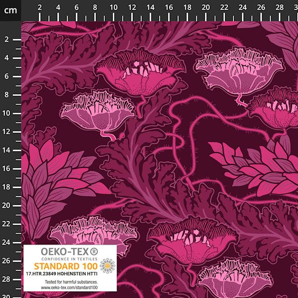 Stof19-1297 Avalana Jersey Print Fuchsia Floral