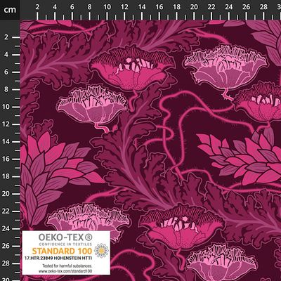 Stof19-1297 Avalana Jersey Print Fuchsia Floral