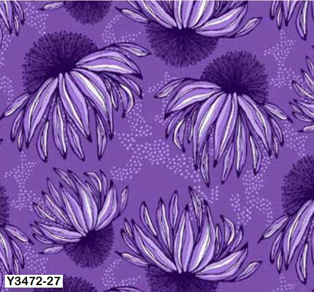ClothY3472-27 Purple Coneflowers - Lilla by Amy Reber for Clothworks