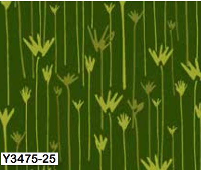 ClothY3475-25 Buds on Dark Olive - Lilla by Amy Reber for Clothworks