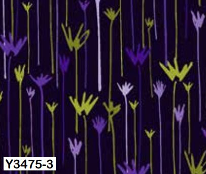 ClothY3475-3 Buds on Black - Lilla by Amy Reber for Clothworks