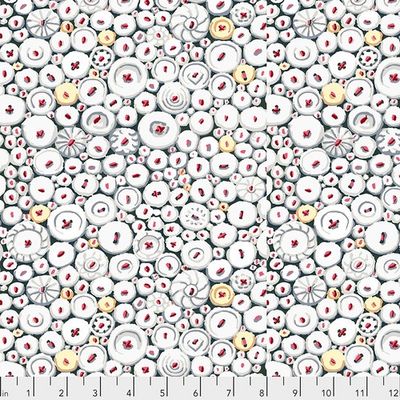 Button Mosaic in White by Kaffe Fassett for FreeSpirit Fabrics