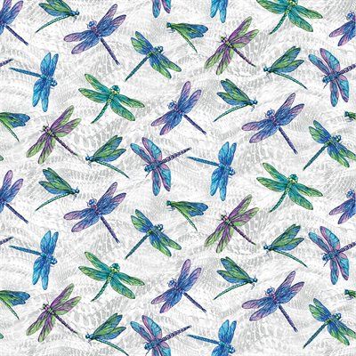 Pearlized in Grey - On Dragonfly Wings by Ann Lauere for Benartex