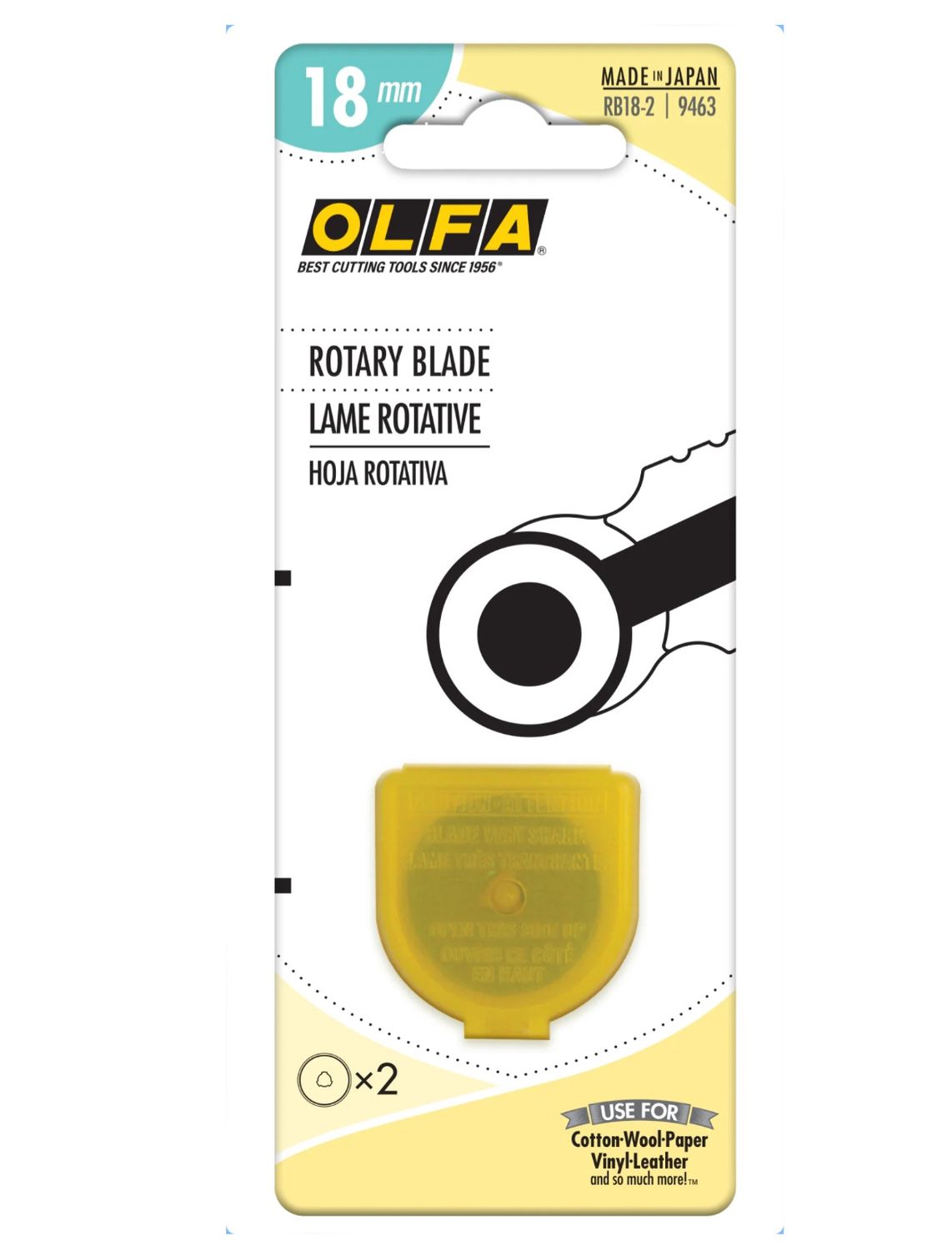 OLFA 18mm RB18-2 Stainless Steel Rotary Blade, 2 Pack