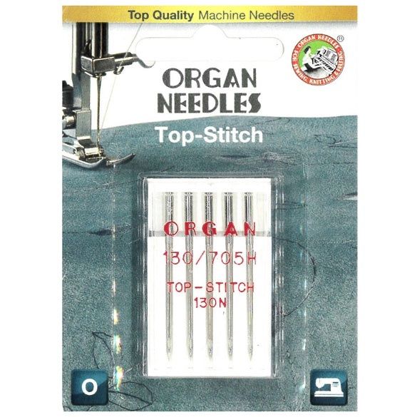 Organ Needles Top-Stitch 130N 130/705H - Sz 80/12 - 5 pack