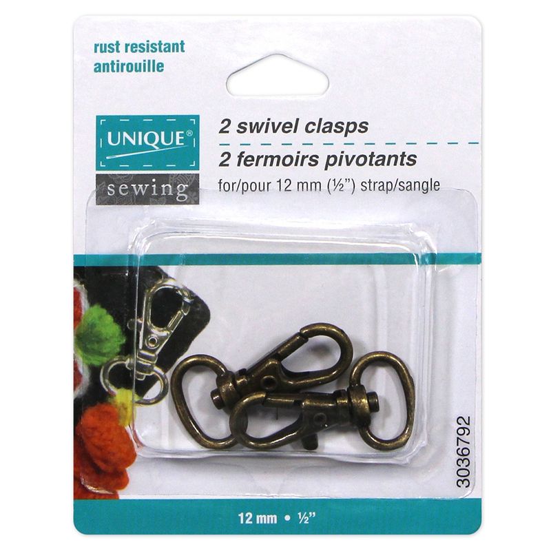 Swivel Hooks - 12mm (1⁄2″) - Antique Gold - 2 pcs.