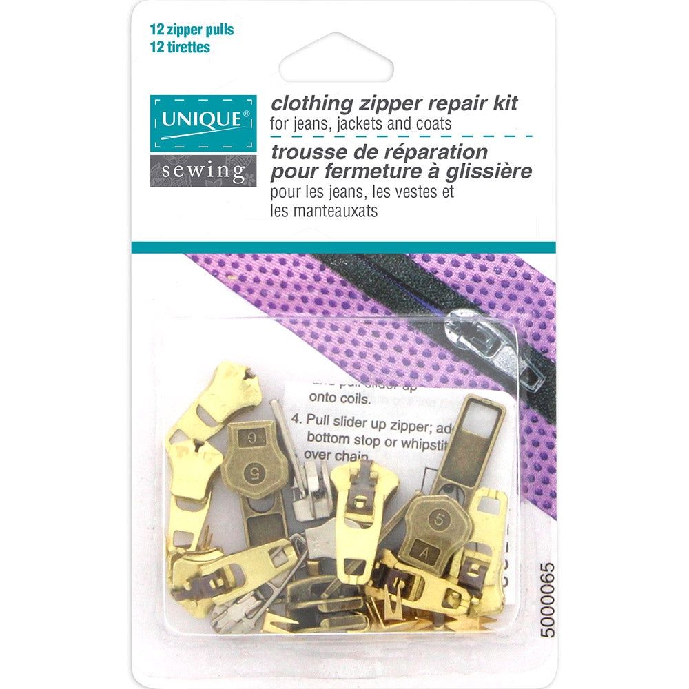 Clothing Zipper Repair Kit - 12 Zipper Pulls