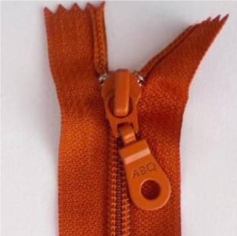 ABQ Designer Closed Bottom Bag Zipper - 14”, Colour: Rust