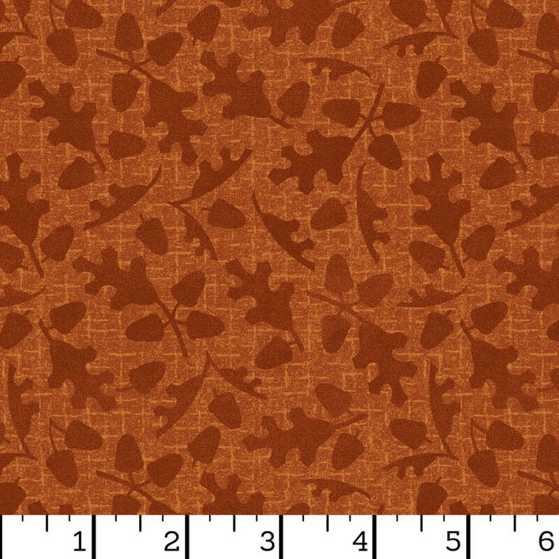 Orange Tonal Leaves - Autumn Harvest Flannel by Maywood Studio