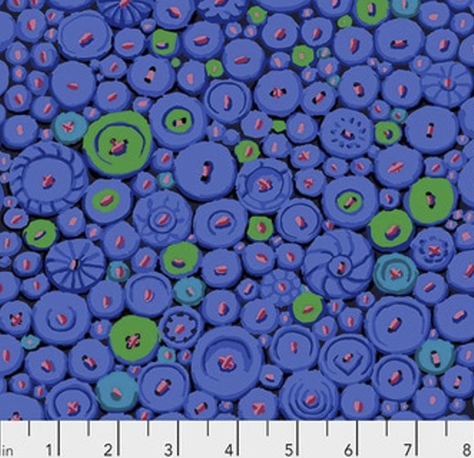Button Mosaic in Blue by Kaffe Fassett