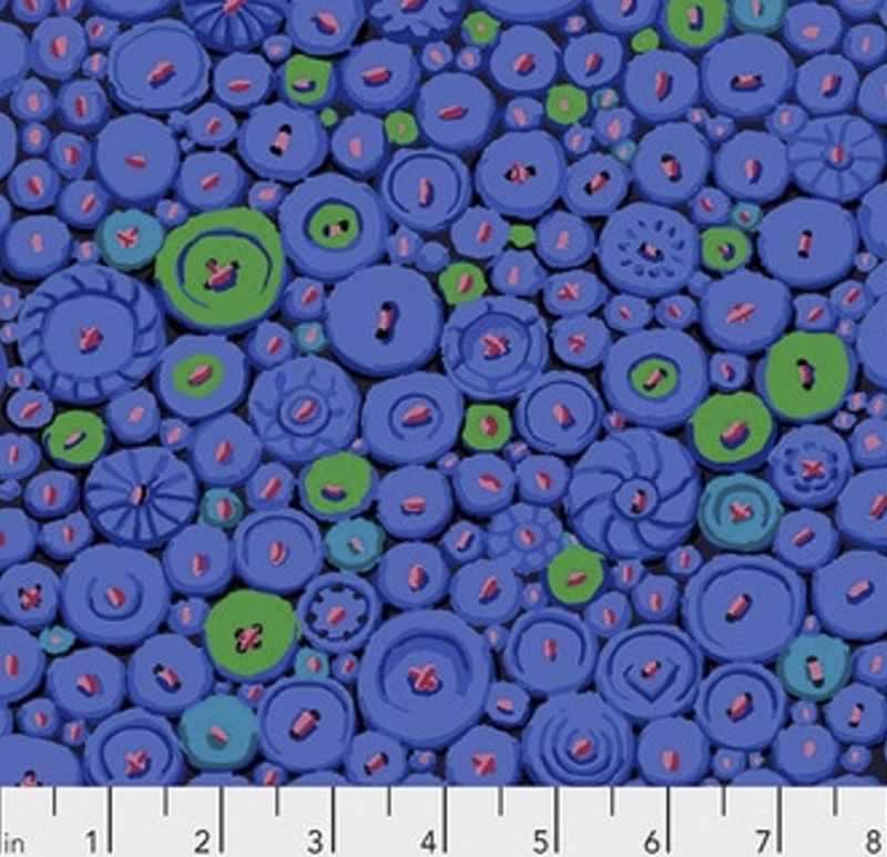 Button Mosaic in Blue by Kaffe Fassett