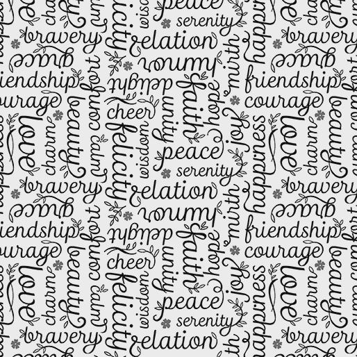 Black and White Script - Botanica by Amanda Murphy for Berartex
