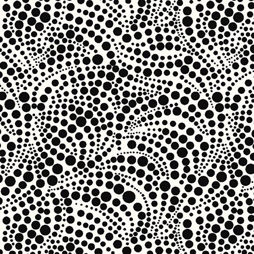 Swirling Dots in White on Xanadu by Ann Lauer of Grizzly Gulch Gallery  for Benartex