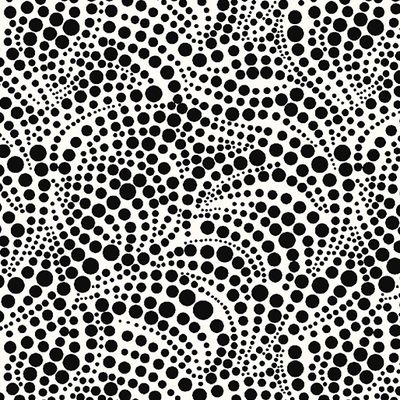 Swirling Dots in White on Xanadu by Ann Lauer of Grizzly Gulch Gallery  for Benartex