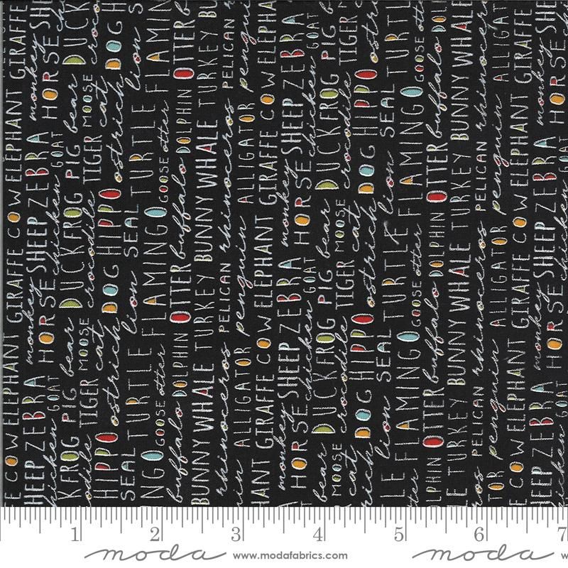 Animal Crackers Words Black by Sweetwater for Moda