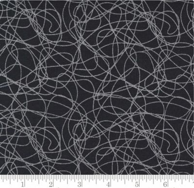 Whispers Metallic Tangles in Black/Silver by Studio M for Moda