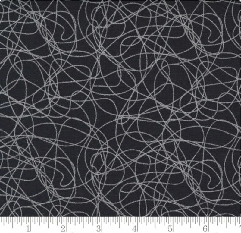 Whispers Metallic Tangles in Black/Silver by Studio M for Moda