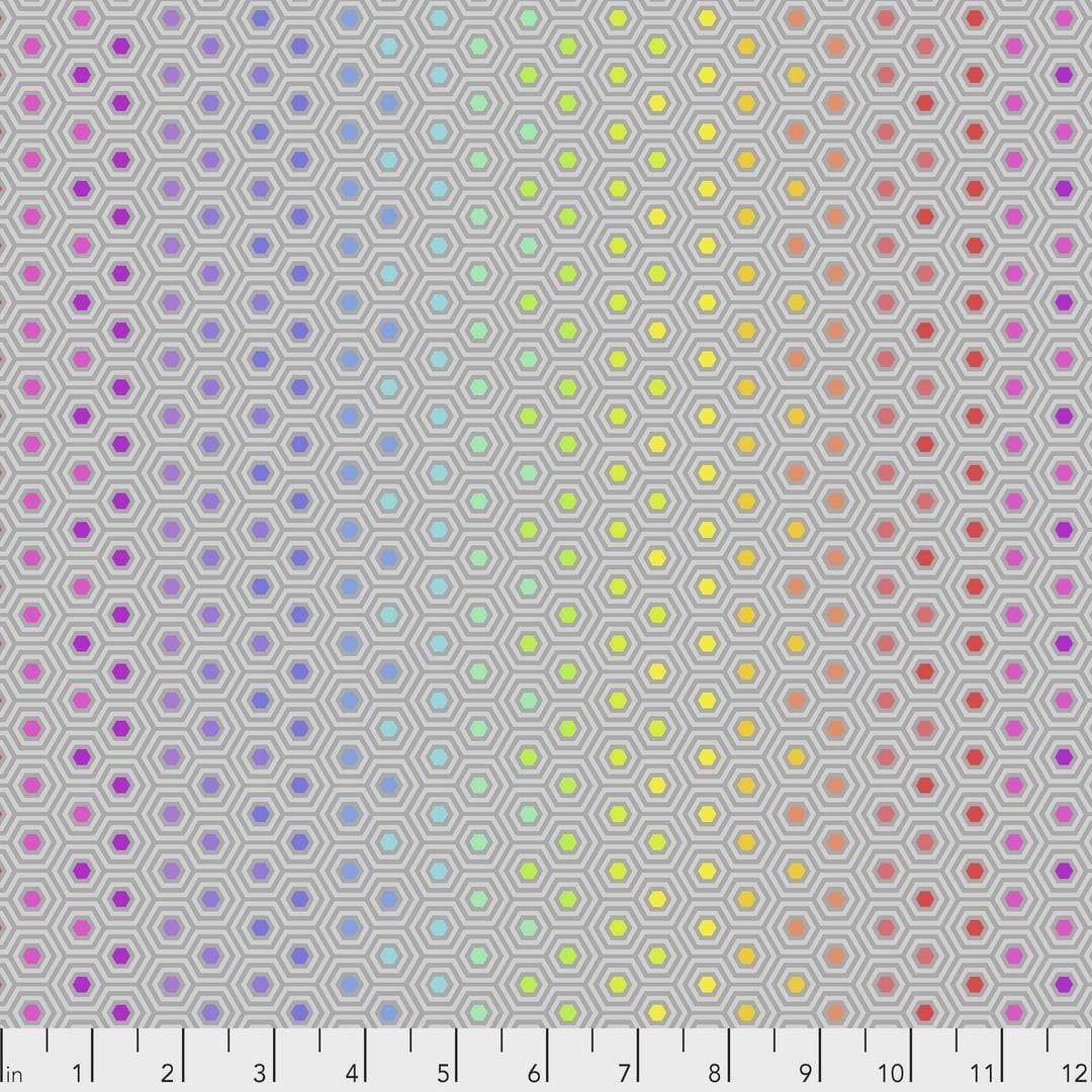 Hexy Rainbow in Dove - True Colors by Tula Pink for FreeSpirit Fabrics