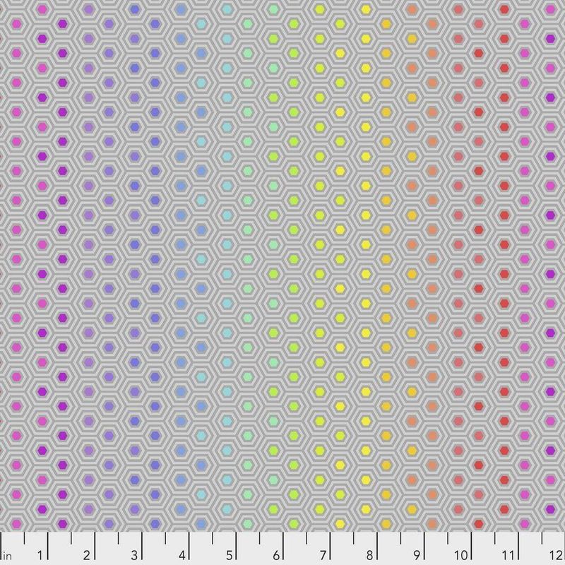 Hexy Rainbow in Dove - True Colors by Tula Pink for FreeSpirit Fabrics