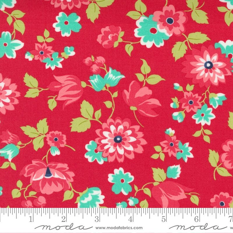 1.15m Remnant - Shine On Blossom in Red by Bonnie &amp; Camille for Moda Fabrics