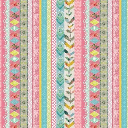 A Heart Led Life Lace Stripe by Kelly Rae Roberts for Benartex