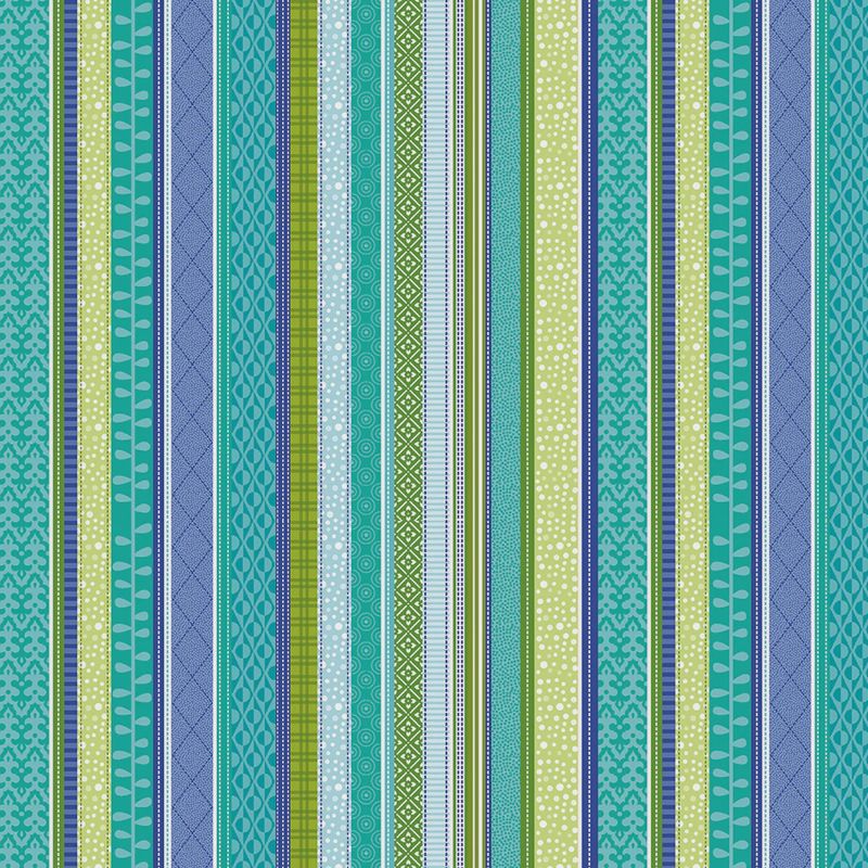 Serendipity Stripe in Teal by Jessica Flick for Benartex