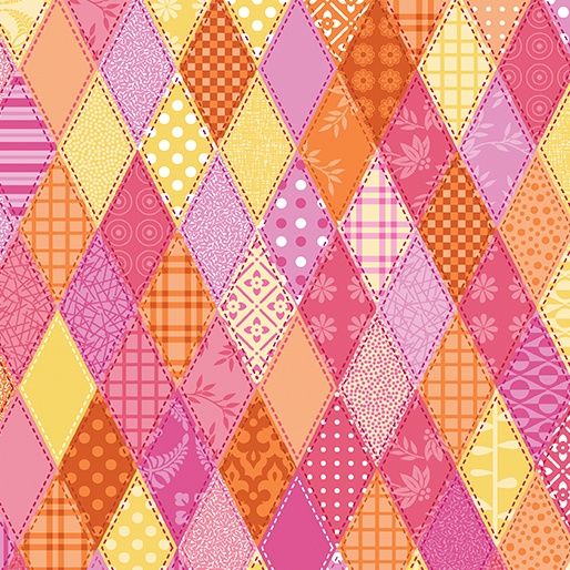 Serendipity Diamond Patch Pink by Jessica Flick for Benartex
