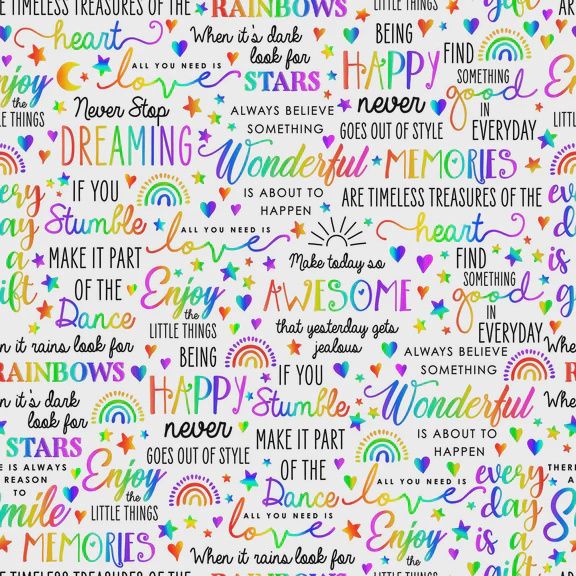 Inspired Words White/Multi by Northcott Studios