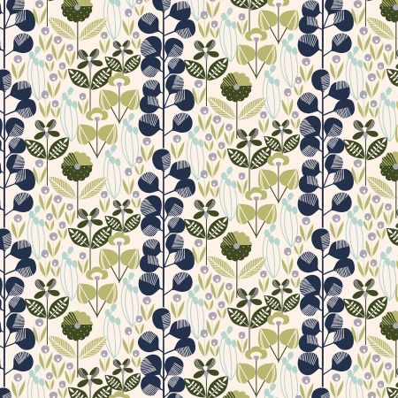 Penny Cress Garden Penny Cress in Royal Orchard by Megan Carter for Cotton + Steel Fabrics