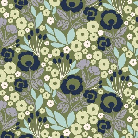 Penny Cress Garden Agnes in Wishful Green by Megan Carter for Cotton + Steel Fabrics