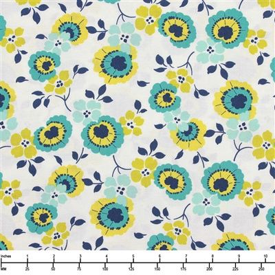 Morning Light Cloud Blossom in Bluebird by Linzee Kull McCray for Moda