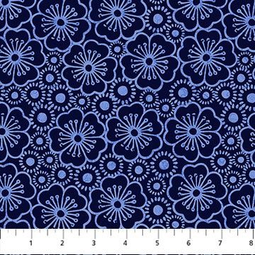 Rayon - Madison&#39;s Garden Blossoms in Blue for Patrick Lose Fabrics