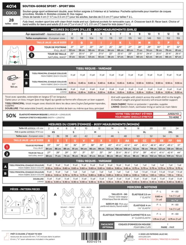Jalie 4014 - Coco Sports Bra - Paper Pattern
