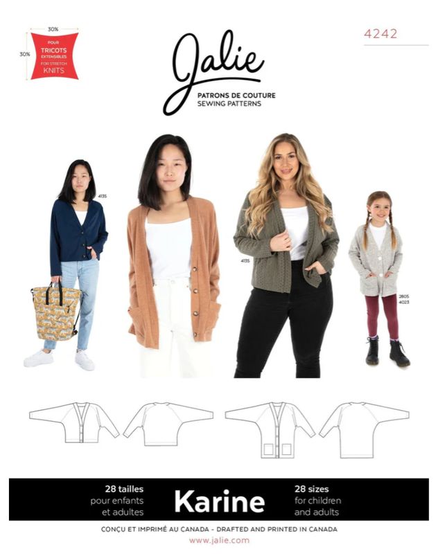 Jalie 4242 - Karine Raglan Cardigan - Paper Pattern