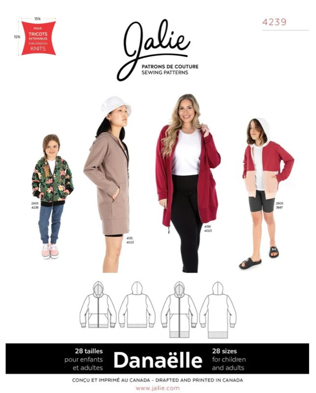 Jalie 4239 - Danaëlle Zip-Front Hoodie - Paper Pattern