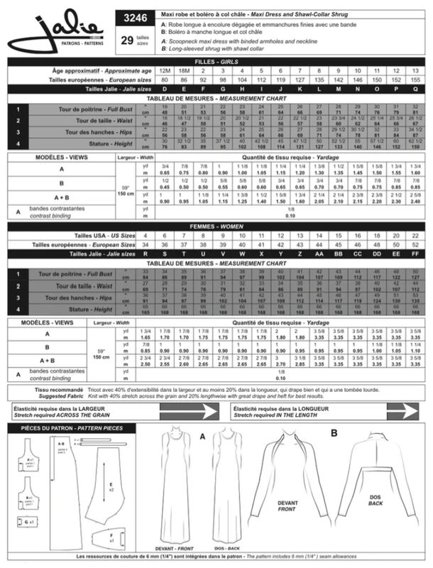 Jalie 3246 - Maxi Dress and Shawl-Collar Shrug - Paper Pattern