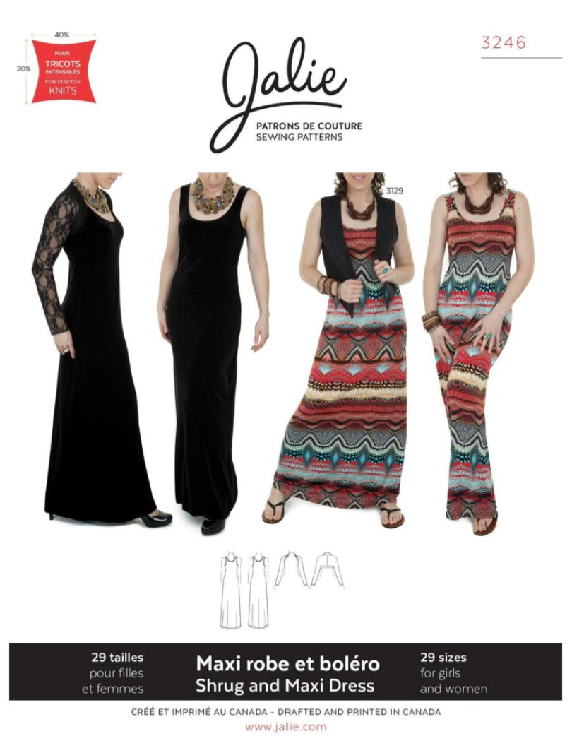 Jalie 3246 - Maxi Dress and Shawl-Collar Shrug - Paper Pattern